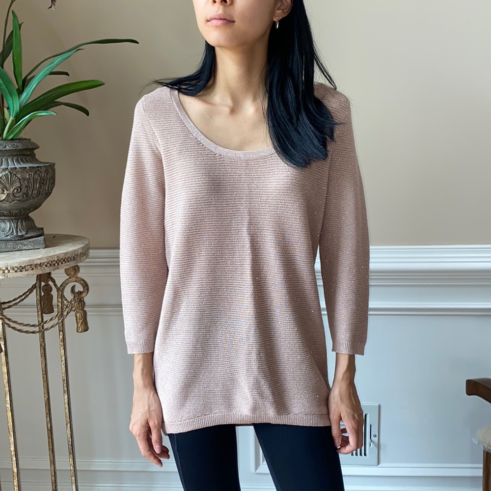Metallic Scoop Neck Sweater